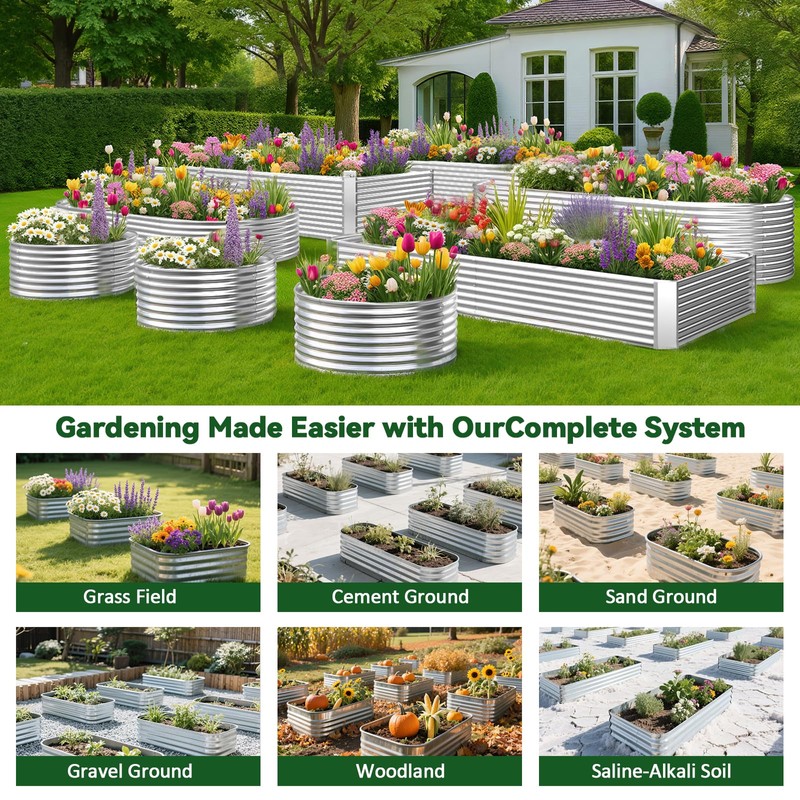 OZMSHF 2 Pack Tall 8FT Raised Beds for Gardening, Corrugated