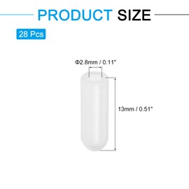 uxcell 28Pcs Silicone End Caps, 2.8mm(1/8") ID 13mm(1/2") Height Round Rubber Elastic Screw Thread Protectors Soft Flexible Screw Bolt Covers Caps for Metal Tube Rod Bolt, Clear