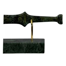 Small Spartan Sword Ancient Greek Bronze Metal Art Sculpture in Green Oxidation