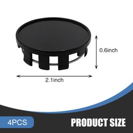 Nowkont Pack-4 Car Modified Hubcaps, 2.1" x 0.6 Dust-Proof Rust-Proof Smooth and Beautiful Decoration, ABS + Steel Rim Snap-in Wheel Center Cap Accessories, Universal for Cars (Black)