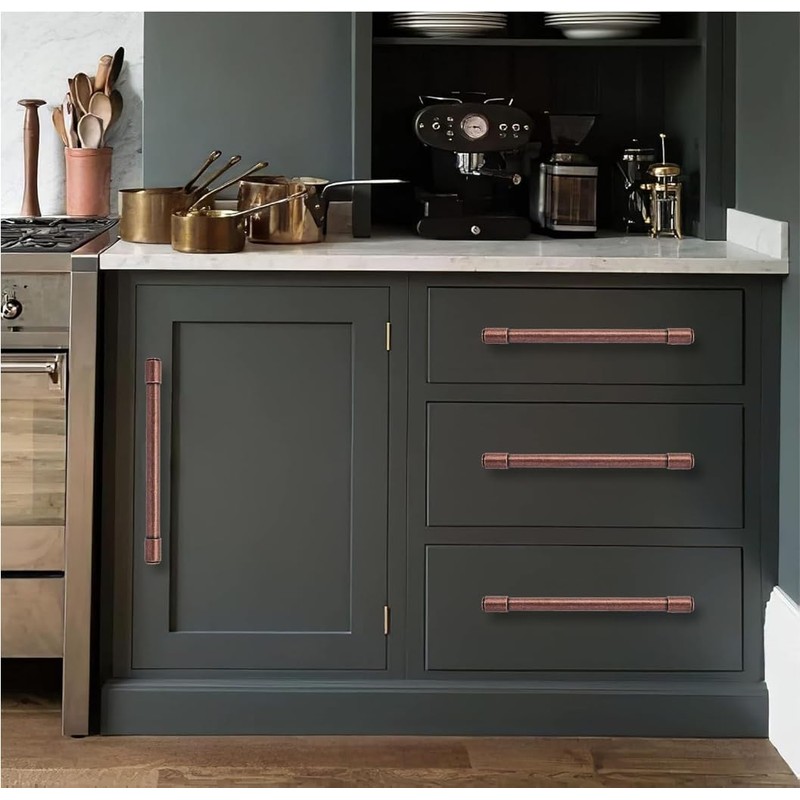 khtumeware 6 Pack 8 Inch(203mm) Vintage Antique Copper Cabinet Pulls