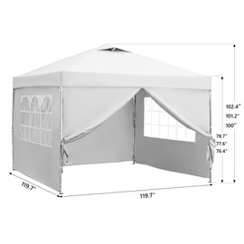 GDY 10x10ft Pop Up Canopy Tent with Sidewalls, Outdoor Canopy, Beach Tent, Easy Set up Gazebo for Events, Parties, Camping,White.