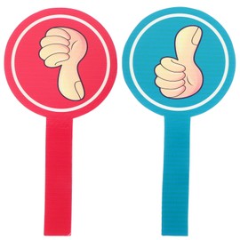 STOBOK Pack of 4 Thumb Up Thumb Down Paddle, Yes No Paddle Signs True False Blue Red Paddle, Classroom Student Voting Paddle Interaction Signs Event Accessories