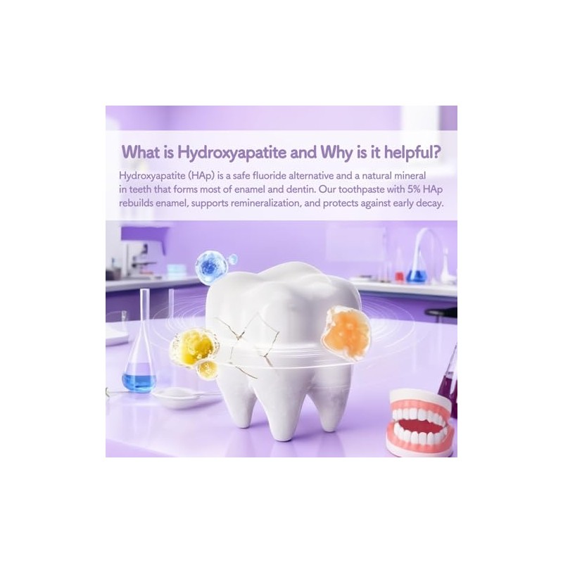 Fluoride Free Kids Toothpaste Hydroxyapatite Xylitol Grape 4.2oz