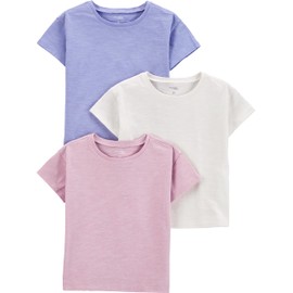 Simple Joys by Carter's Girls' Short-Sleeve Shirts and Tops, Pack of 3, Lilac/Rose/White, 12 Months