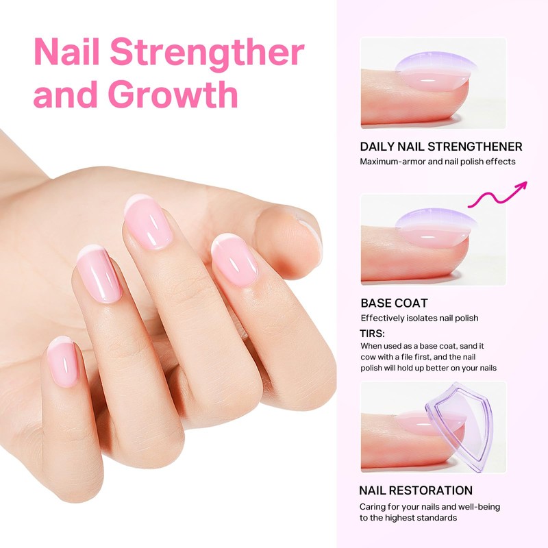 MIZHSE Pink Nail Hardener with Colour Extra Strong Nail Hardener