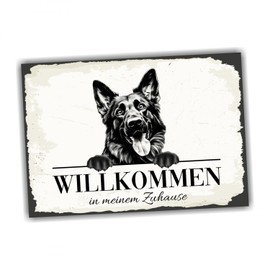 siviwonder Dog Sign Welcome Home German Shepherd No. 4 Dog Sign Saying Door Sign Warning Sign Gift Idea Beautiful Saying Dog Motif Aluminium Weatherproof Dog Sign