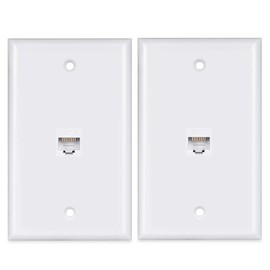 Cat 6 Ethernet Wall Plate 1 Port 2pack,Ethernet Wall Plate Female-Female Removable Compatible with Cat7/6/6e/5/5e Ethernet Devices … (Cat6-1port+1port)