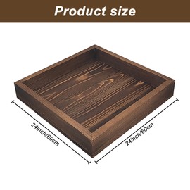 Extra Large Square Ottoman Table Tray 24" x 24" x 2"- Rustic Serving Wooden Tray Decorative Whitewash Tray Farmhouse Decorative Oversized Coffee Table Trays for Living Room Kitchen Counter Breakfast