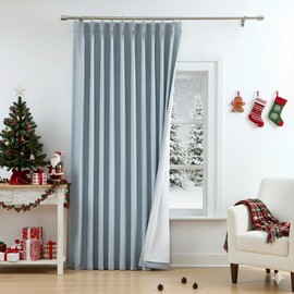 WEST LAKE Dusty Blue Bailey Pinch Pleated Blackout Curtains with Liner 95 Inches Length for Bedroom Living Room Patio,Room Darkening Energy Efficient Drapes,Back Tab Window Treatment,60"Wx95"L,1 Panel