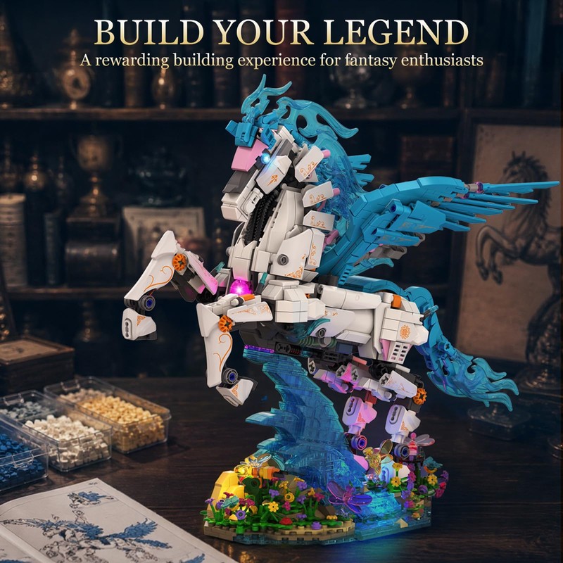 JMBricklayer Pegasus Building Set for Adults, Mythical Animal Art Decor