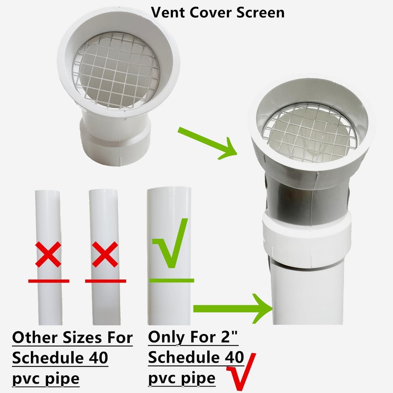 PVC termination vent with stainless steel screen,45 Degrees,1pcs,For 2“ DWV