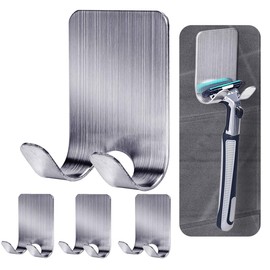 FITALA 304 Stainless Steel Adhesive Wall Hooks, Waterproof Anti-Rust, 45x55mm, Set of 4