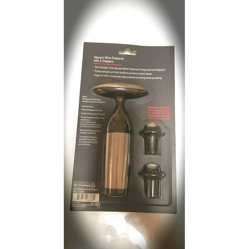 Vacuum Wine Preserver With 2 Stoppers