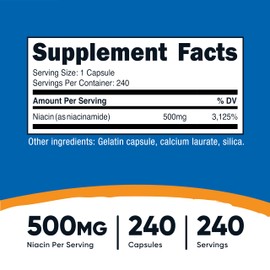 Nutricost Niacinamide (Vitamin B3) 500mg, 240 Capsules - Non-GMO, Gluten Free, Flush Free Vitamin B3