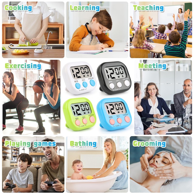 VFANDV Egg Timer Digital Pack of 4 Magnetic Stopwatch Kitchen