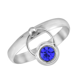 AeraVida Cool Sparkly Statement Classy Blue Cubic Zirconia Dangle .925 Sterling Silver Toe or Pinky Ring