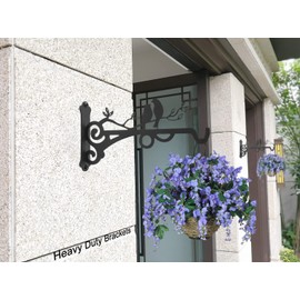 Qktxktzy Multipurpose Hanging Basket Plant Brackets Outdoor Indoor, Heavy Duty Solid Steel Plant Hangers, Wall Mounted Lantern Hooks for Garden Plants Flower Light Bird Feeder Pack of 4