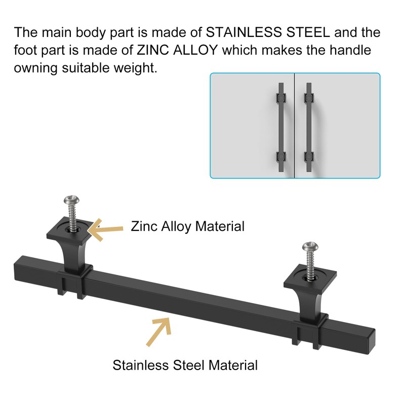 9BUILD 10 Pack 3.75 Inch Cabinet Pulls Matte Black Handles