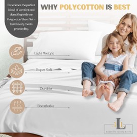 Lukeville Luxury Linen Super Soft and Lightweight Microfiber 4-Piece Bed Sheet Set | Easy Care, 15-Inch Deep Pockets, Hotel Collection Bed Sheets, Cooling Sheets, Queen Size, White Solid