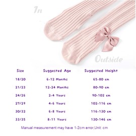 DUDUFUN Pack of 4 Cosy Bow Tie Baby Girls Kids Tights Toddler Newborn Cotton 0-11 Years + Bow Hair Rope, multicoloured