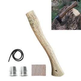 Replacement Axe Handle for Camping Gardening Axe, 13in Hickory Hatchet Handle Replacement with Wooden and Steel Wedges Camping Essentials (Black, 13in)