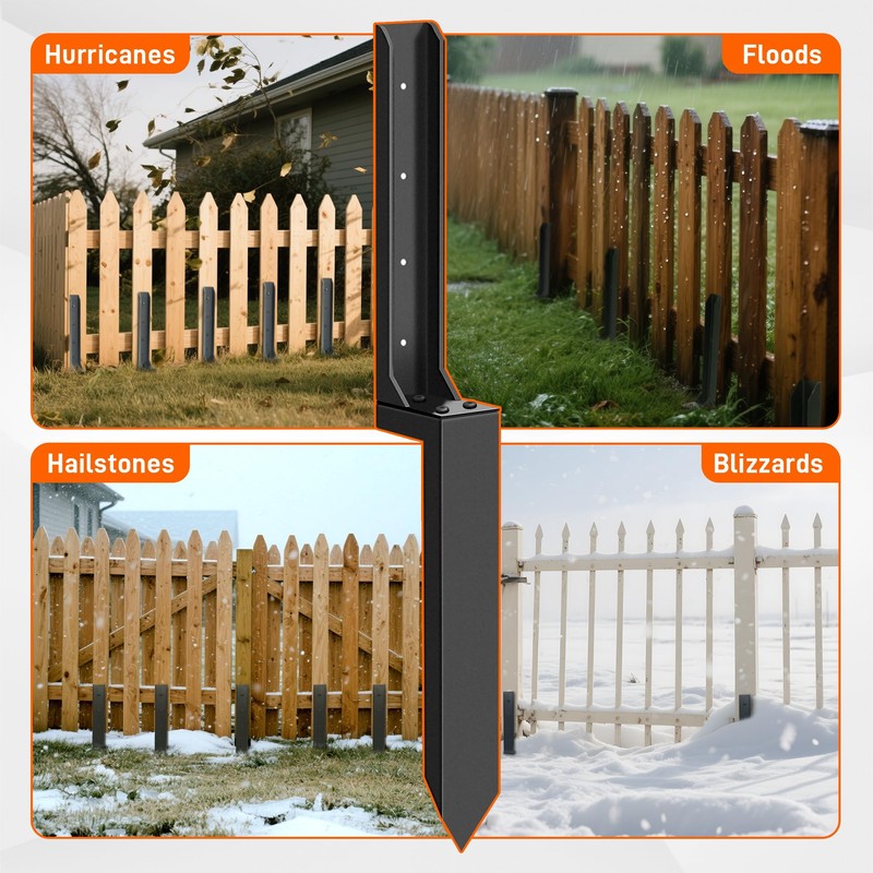 Mulctun 4 Pack Fence Post Repair Kit - 31.6" H