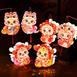 6 PCS Spring Festival Lantern DIY Handmade Lantern Festival Portable Lantern Easy to Operate Party Decorations