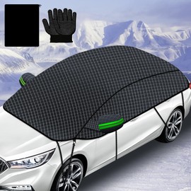 COFSODI Car Half Cover 142 Inches UV Sunshade for Windshield and Windows, Blocks Heat and Ice Ideal for Hot Weather Outdoor Parking, Essential Auto Accessory for Snow Sun and Frost Protection