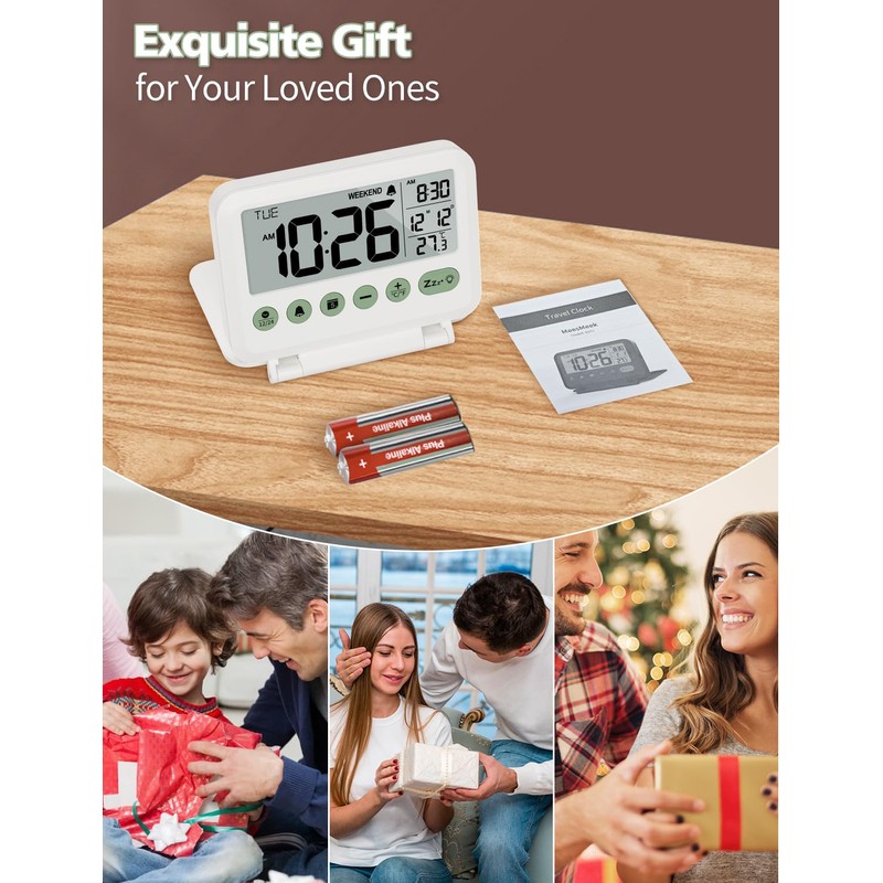 MeesMeek Digital Travel Alarm Clock - 3.54 inch LCD Display,