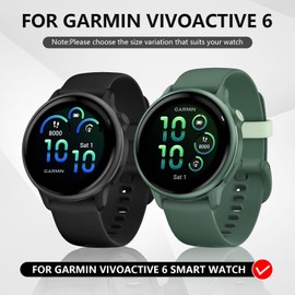 Suoman 2 Pack for Garmin vivoactive 6 Smartwatch Case, Tempered Glass Screen Protector, All-coverage PC Protective Cover Bumper -Black