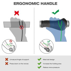 GXCROR Premium Ergonomic Non-Slip Bike Grips Handlebar - Dual-Locking Mountain/MTB Bicycle Grips, Universal 130mm All-Weather Comfort(2-Year Warranty)