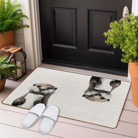 WTOGQ Funny Otter Bathroom Mat, Otter Welcome Mat for Bathroom Washroom Restroom, Animal Front Door Mats Indoor Outside Entrance, Coastal Beach Decor Doormats 17x29 Inch