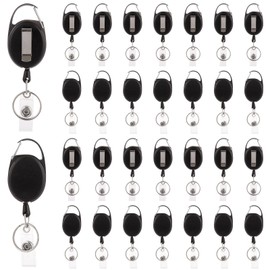 GBACHOOSE 30 Packs Retractable Badge Holder, Heave Duty Badge Reels with Carabiner Belt Clip and Key Ring, Badge Reel Clip for ID Card Name Keychain