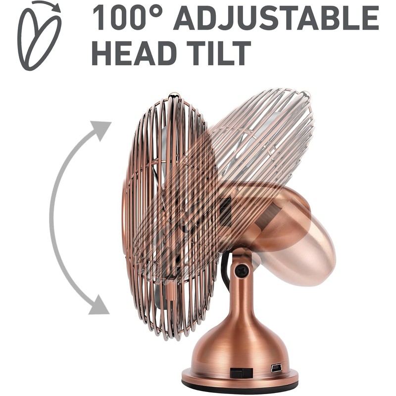 HOLMES 4" Mini Heritage Desk Fan, USB-Powered, Single Speed, 4