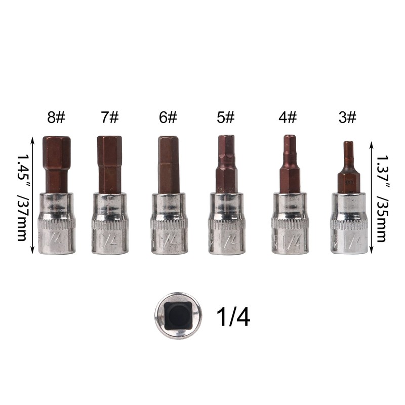 1/4 Inch Drive Metric Hex Bit Socket Set HW3 HW4