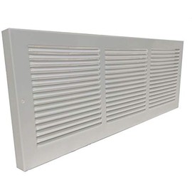 White Baseboard Return Grill with 7/8" Turn Back (16" x 6" Duct Opening/ 17.25" x 7.25" Overall)