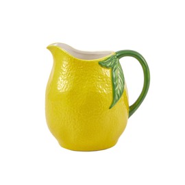 Bico Lemon Shape Cute Handpainted Stoneware Pitcher, Microwave & Dishwasher Safe, Jug for Water, Drinks, Mocktails