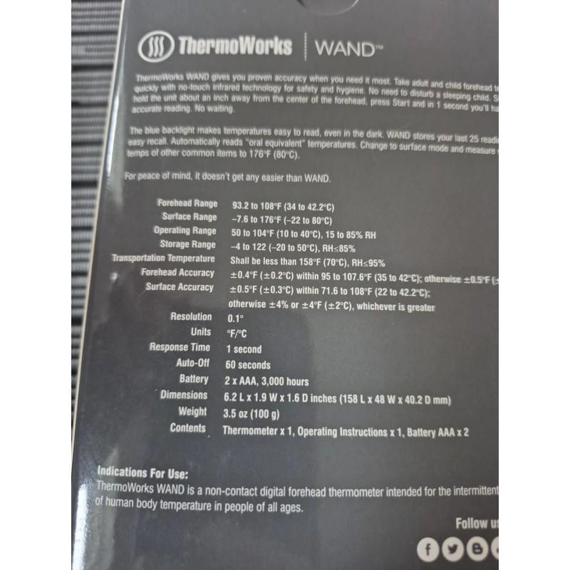 ThermoWorks WAND Non-Contact Digital Forehead Or Surface Thermometer