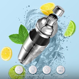STNTUS Cocktail Shaker, Stainless Steel Cocktail Shaker, 750 ml Cocktail Shaker, Pack of 5 Professional Shaker Cocktail Set Accessories with Strainer, Measuring Cup, Bar Spoon, Muddler, Cocktail Mixer