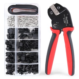 Zhushan JST Connector Kit with Open Barrel Crimper - 590PCS JST-SM Kit Included - AWG 24-16 (0.25-1.5mm²) - Compatible with AMP-TE 2.8/4.0/4.8/6.3, JST-SM2.54/XH2.54/VH3.96 & Molex