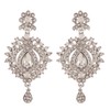 I Jewels Womens 18K Rhodium Plated Austrian Crystal Indian Wedding Party Wear Dangle Earrings (E2194Zw) Silver