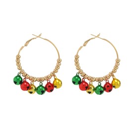 Bohue Jingle Bells Big Hoop Earrings Tinkle Bell Tassel Hoop Huggie Earring Cute Ornament Dangle Drop Earrings Christmas Holiday Party Favors for Women