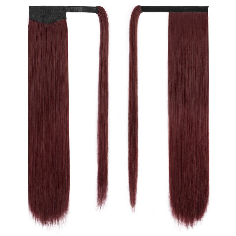 BARSDAR Auburn Straight Ponytail Extensions - 26 Inch Long Straight