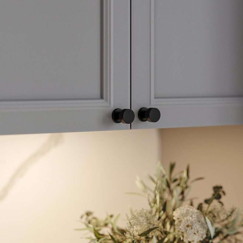 GTV - Ring Knob - Brushed Steel - Black Matt