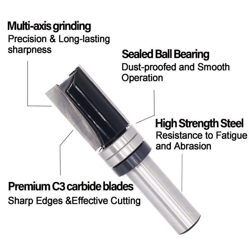 Pattern Flush Trim Router Bit 1/2 Inch Shank, 3/4" Cut