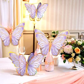 10 Centros de Mesa de Mariposa para Mesas Decoraciones de Fiesta de Mariposas Centros de Mesa de Toppers Decoración de Pared para Suministros de Fiesta de Cumpleaños Baby Shower (Púrpura)