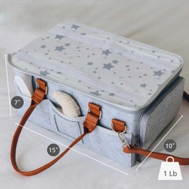 Organizador de Pañales para Bebé, Fieltro Bolsa de Pañales para Artículos Esenciales, Regalo Ideal para Baby Shower para Recién Nacidos (Actualización gris claro)