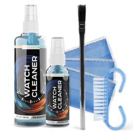 ULTRAVUE Watch Cleaning Kit - Cleans All Watches and Jewelry Including Metals, Crystals and Rubber - 1 x 2oz and 1 x 8oz Watch Cleaner Gel Spray, 3 x Microfiber Cloth, 2 x Horsehair Brush