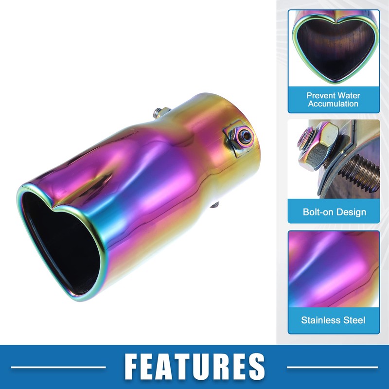 A ABSOPRO Car Exhaust Tip Pipe Heart Shape 2.5 Inch